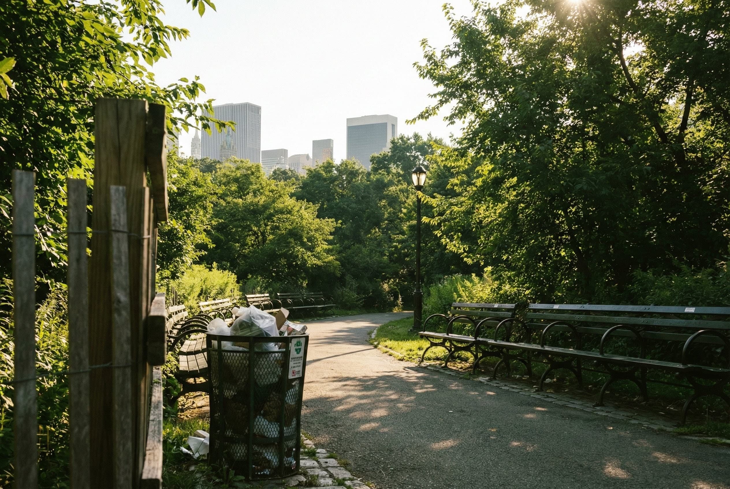 City park skyline before