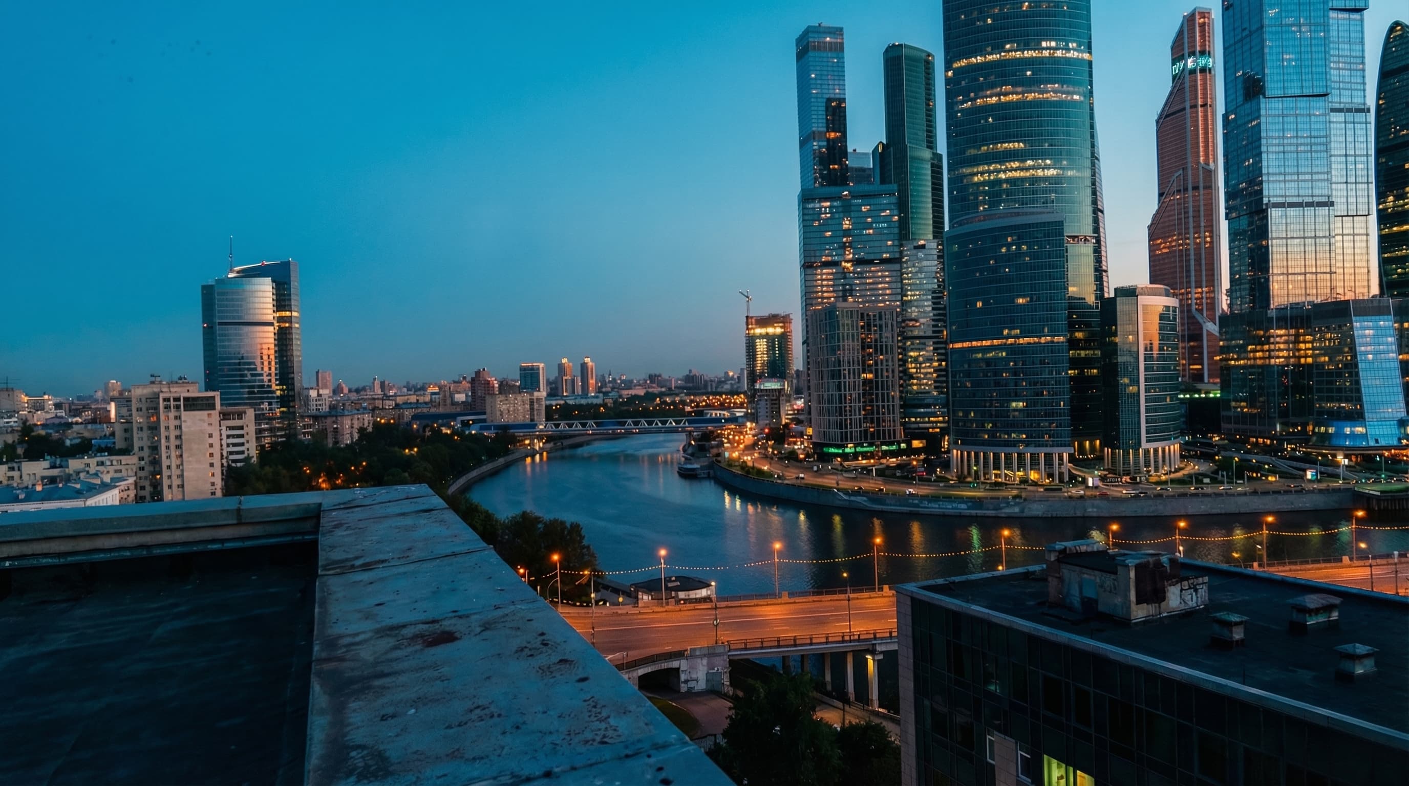 Blue hour skyline after
