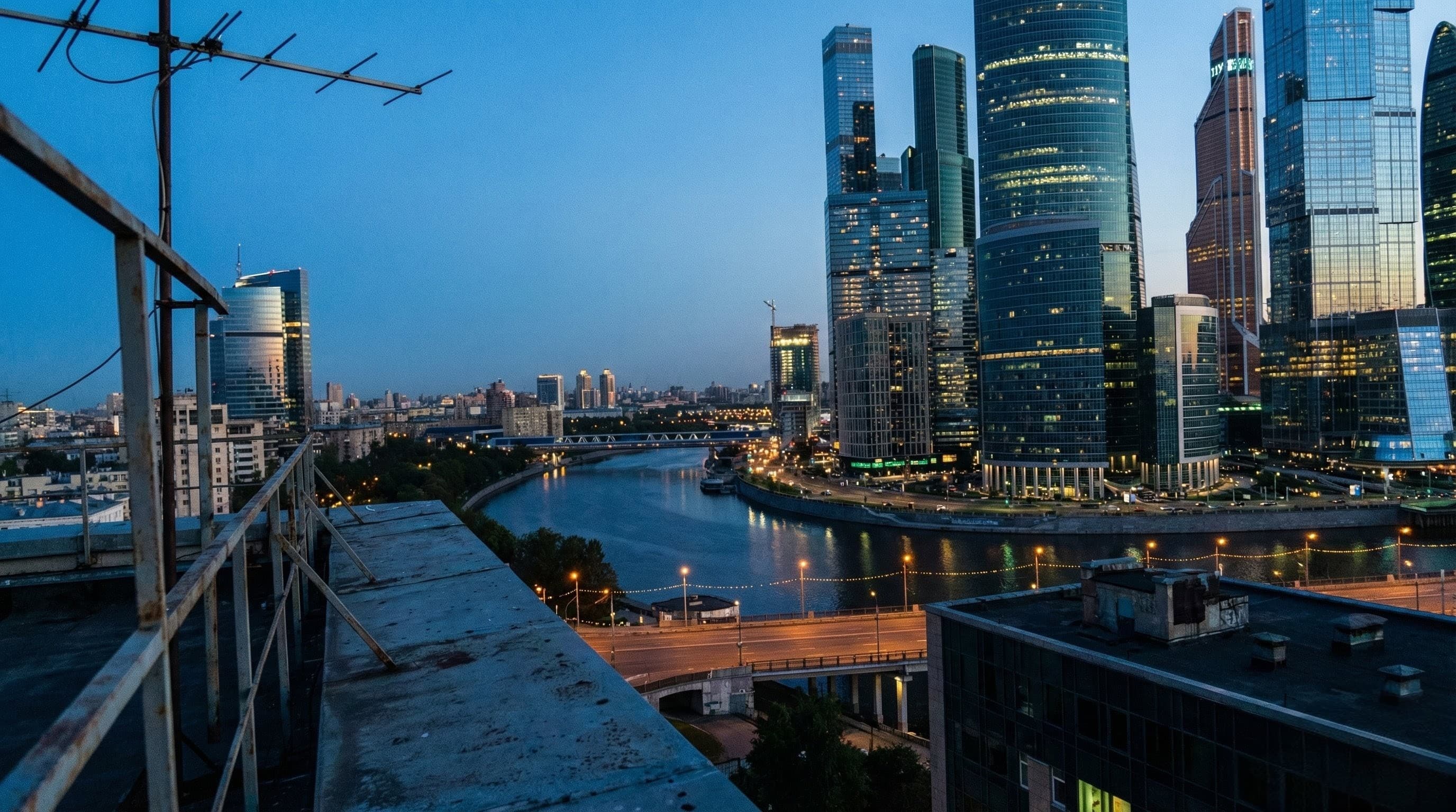 Blue hour skyline before