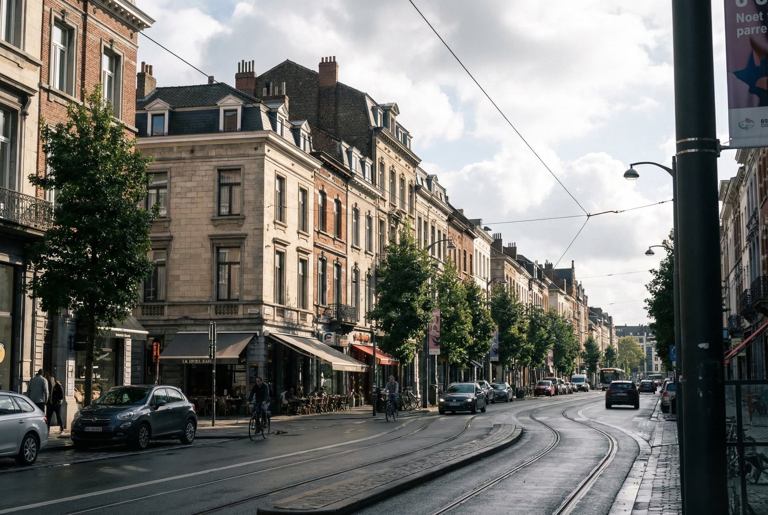 Tram street scene before